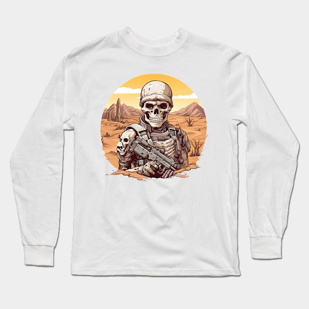 Skull Soldier Desert Patrol Long Sleeve T-Shirt by SkullTroops